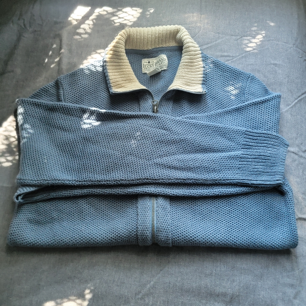 Nwot Lucky Brand Full Zip Knit Sweater Large
